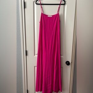 LOFT Vibrant Pink Long Sleeve Dress